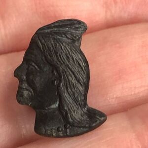 early 20th century native american chief 2 feathers cracker jack shirt lapel stu